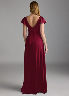 Azazie Omari Bridesmaid Dresses Burgundy A-Line Stretch Satin Dress image2