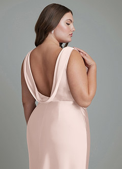 Azazie Kieryn Brautjungfernkleider Meerjungfrau-Linie Plissee Stretch-Satin Kleid Zartrosa image14