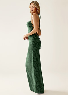 Angena Eucalyptus Jacquard Opne Back Party Dress image4