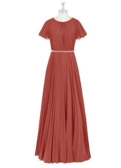 Azazie Kara Modest Bridesmaid Dresses A-Line Pleated Chiffon Floor-Length Dress image7