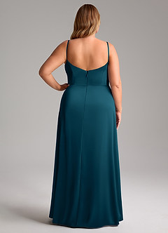 Azazie Azuree Bridesmaid Dresses Ink Blue A-Line Pleated Stretch Satin Dress image10