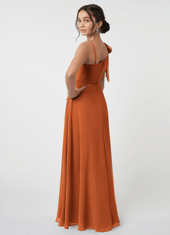 Azazie Aidy Junior Amethyst A-Line Bow Chiffon Dress image4
