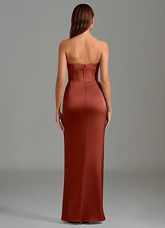 Azazie Emilia Robes de demoiselle d'honneur Robe Sirène en Satin extensible Sans bretelles Terracotta image2