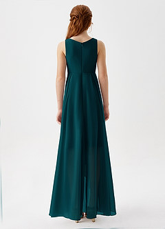 Azazie Lizette Junior Pine A-Line Pleated Chiffon Dress image6