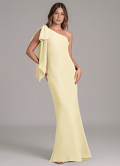 Azazie Capri Brautjungfernkleider A-Linie One-Shoulder Chiffon Kleid Zitronensorbet image1