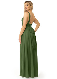 Azazie Kora Brautjungfernkleider A-Linie Plissee Chiffon Kleid Olivgrün image5