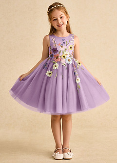 Azazie Prima Flower Girl Dresses Wisteria A-Line Bow Tulle Dress image1