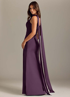 Azazie Kinsley Bridesmaid Dresses Plum Mermaid Side Slit Stretch Satin Dress image6