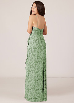 Azazie Kaylee Junior Jurk van Chiffon met A-Lijn met Riem Groene Varen Bloemen image5