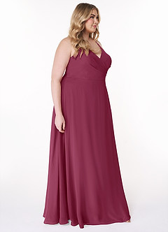 Azazie Davis Bridesmaid Dresses Mulberry A-Line V-Neck Chiffon Dress image10