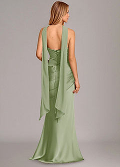 Azazie Pelagia Brudtärnklänningar Klä av Sjöjungfru i Stretch Satin Korsett Dusty Sage Konvertibel image4