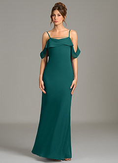 Azazie Kinu Bridesmaid Dresses Peacock Mermaid Corset Chiffon Dress image4
