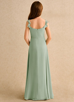 Azazie Puppy Junior Formal vestidos de niña de las flores Vestido de Salvia Polvorienta de Gasa de Corte En A con Plisado image2