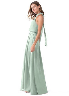 Azazie Landry Bridesmaid Dresses Agave A-Line Pleated Mesh Dress image3