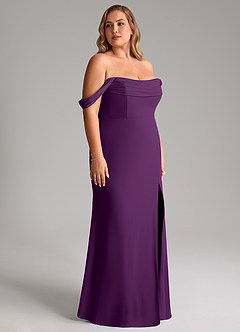 Azazie Saige Bridesmaid Dresses Grape A-Line Off the Shoulder Chiffon Convertible Dress image12