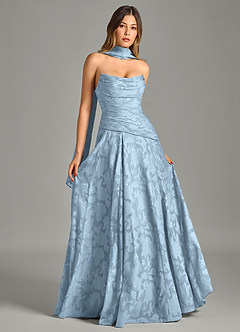 Azazie Gabriela 신부 들러리 드레스 A라인 스트랩리스 플로럴 번아웃 바닥 길이 드레스 image7