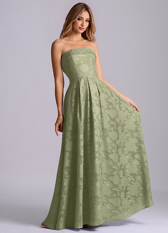 Azazie Lucienne Bridesmaid Dresses Pistachio A-Line Strapless Floral Burnout Dress image4