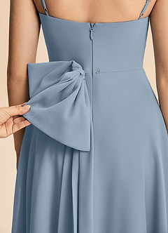 Azazie Bear Junior A라인 주름진 쉬폰 플로어 길이 주니어 신부 들러리 드레스 image8