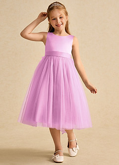 Azazie Winnie Flower Girl Dresses Candy Pink Ball-Gown Bow Tulle Dress image4