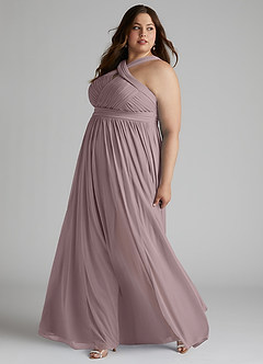Azazie Hillian Robes de demoiselle d'honneur Robe Trapèze en Maille Dos nu plissé Crépuscule image10