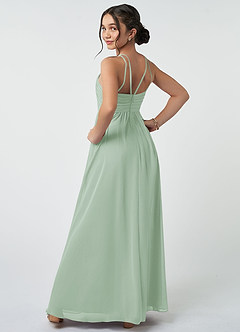 Azazie Leighton Junior Agave A-Line Pleated Chiffon Dress image5