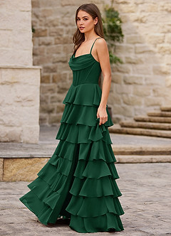 Rhythm Emerald Green Ruffled A-line Prom Dress image3