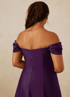 Christian Siriano Bridal for Azazie 1002 Bridesmaid Dresses Grape A-Line Off the Shoulder Stretch Satin Convertible Dress image15