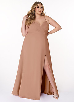 Azazie Everleigh Bridesmaid Dresses Champagne Rose A-Line Sweetheart Pleated Chiffon Dress image10