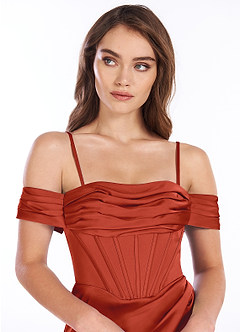 Azazie Breanna Schlussverkauf Etui Schulterfrei Stretch-Satin Kleid Dark Navy image6