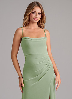 Azazie Leonis Bridesmaid Dresses Dusty Sage Mermaid Strapless Velvet Dress image3