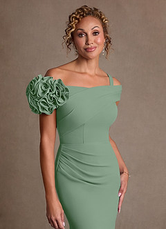 Azazie Gwynne vestidos de madre de la novia Vestido de Matcha de Crepé elástico de Corte Sirena con Vestidos sin tirantes image5