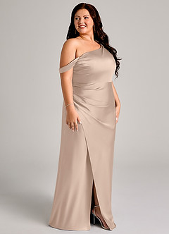 Azazie Madelyn Robes de demoiselle d'honneur Robe Sirène Convertible en Satin extensible Asymétrique Rose Anglais image11