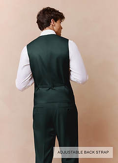 front Savile Verde Oscuro Traje de tres piezas de mezcla de lana