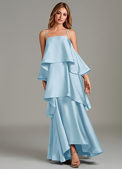 Azazie Azalea Bridesmaid Dresses Sky Blue A-Line Ruched Stretch Satin Dress image6