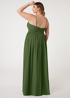 Azazie Alia Robes de demoiselle d'honneur Robe Trapèze en Mousseline de soie Plissée Olive image9