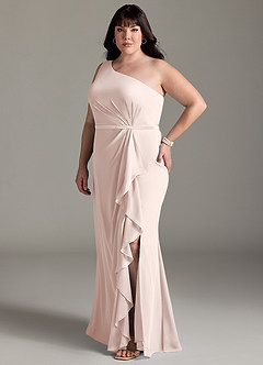 Azazie Liza Brautjungfernkleider Meerjungfrau-Linie One-Shoulder Chiffon Kleid Blassrosa image8