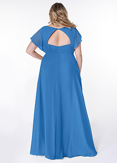 Azazie Rylee Bridesmaid Dresses Blue Jay A-Line Pleated Chiffon Dress image7