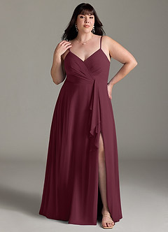 Azazie Akita Abiti da Damigella Abito A-Line in Chiffon Cabernet image5