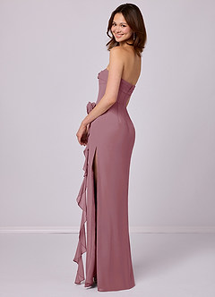 Barbie ♥ Azazie Bridesmaid Dresses Vintage Mauve Sheath Strapless Chiffon Convertible Dress image4