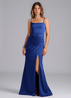 Azazie Donielle Bridesmaid Dresses Royal Blue Mermaid Corset Stretch Satin Dress image3