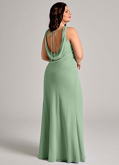 Azazie Rylina Bridesmaid Dresses Matcha Mermaid Pleated Chiffon Dress image11