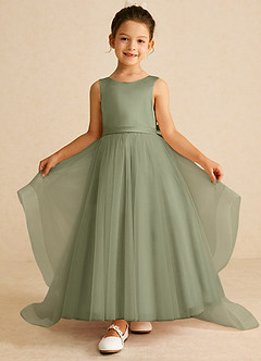 Azazie Pumpkin Flower Girl Dresses Pistachio A-Line Convertible Tulle Dress image2