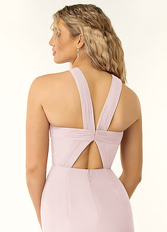 Azazie Rue Brautjungfernkleider A-Linie Halter Chiffon Kleid Zartrosa image3