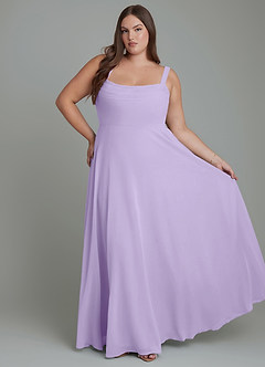 Azazie Shaude Bridesmaid Dresses Lilac A-Line Pleated Chiffon Dress image6