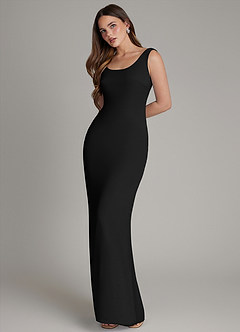 Azazie Hadley Bridesmaid Dresses Black Mermaid Pleated Chiffon Dress image4