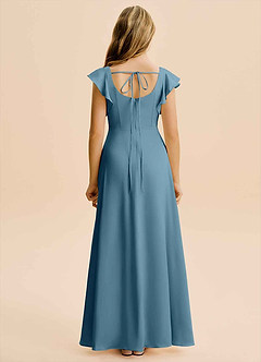 Azazie Bondi Junior Bermuda A-Line Side Slit Stretch Satin Dress image2