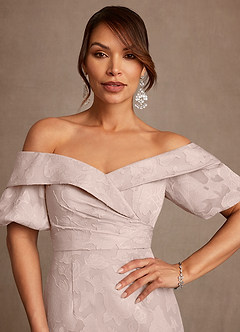 Azazie Golda Klänningar till brudens mor Klänning Tubklänning i Blommig Utbrändhet Off the shoulder Rodnande Rosa image5