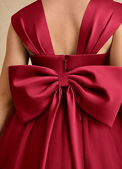 Azazie Chickadee Flower Girl Dresses Scarlet Ball-Gown Sweetheart Neckline Matte Satin Dress image6