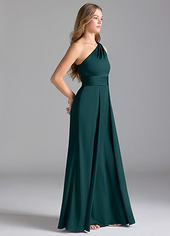 Azazie Dallas Bridesmaid Dresses Pine A-Line One Shoulder Stretch Satin Dress image3