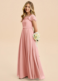 Azazie Cady Junior Rosette A-Line Pleated Chiffon Dress image7